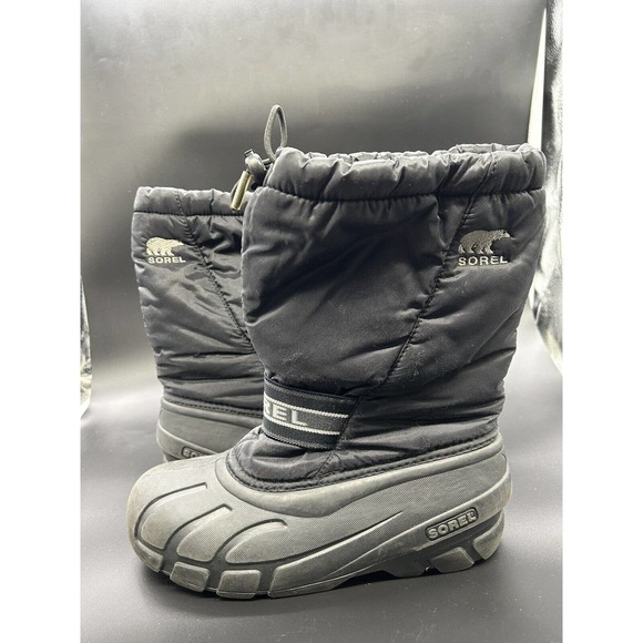 Sorel Cub Boots Men's Size 6 Womens 7.5 Warm Liner Black Rubber Winter Snow Boot - Picture 1 of 5